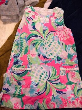 Lilly Pulitzer Girls Pink Multi Pineapple Print Shift Dress